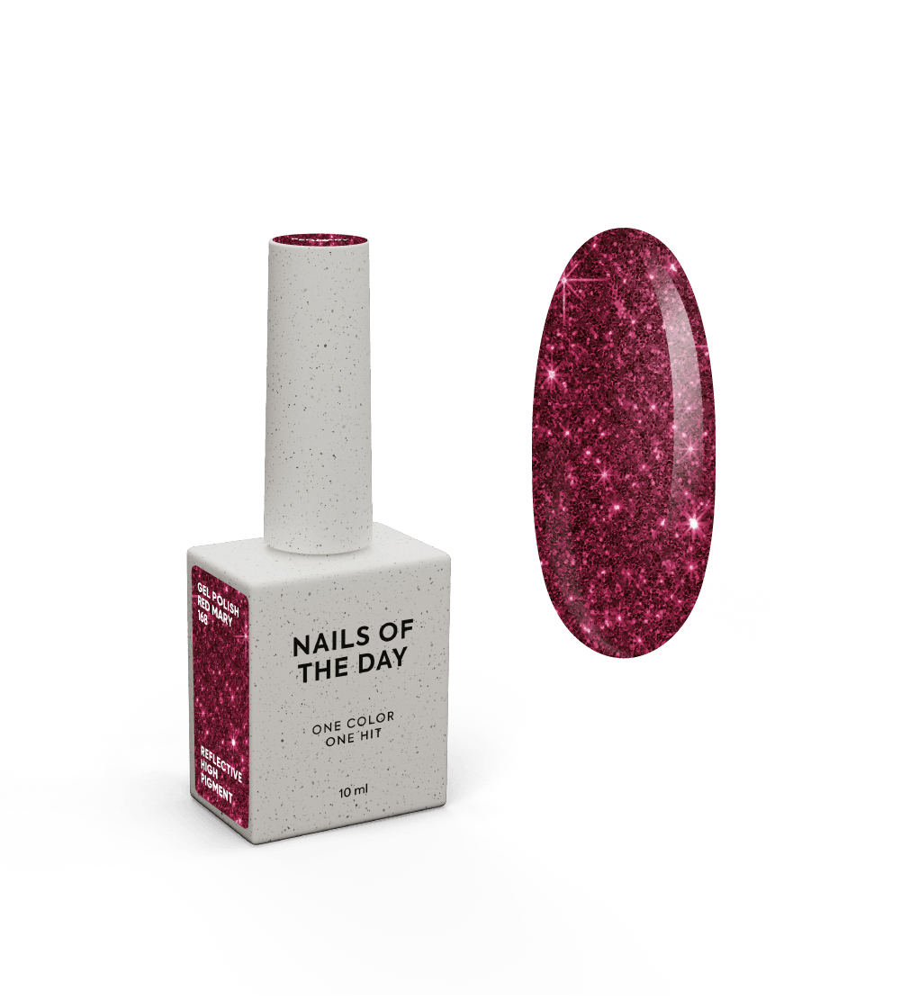 NOTD Reflective Cocktails – profesionalūs šviesą atspindintys geliniai lakai – 168 – Red Mary, produkto vaizdas