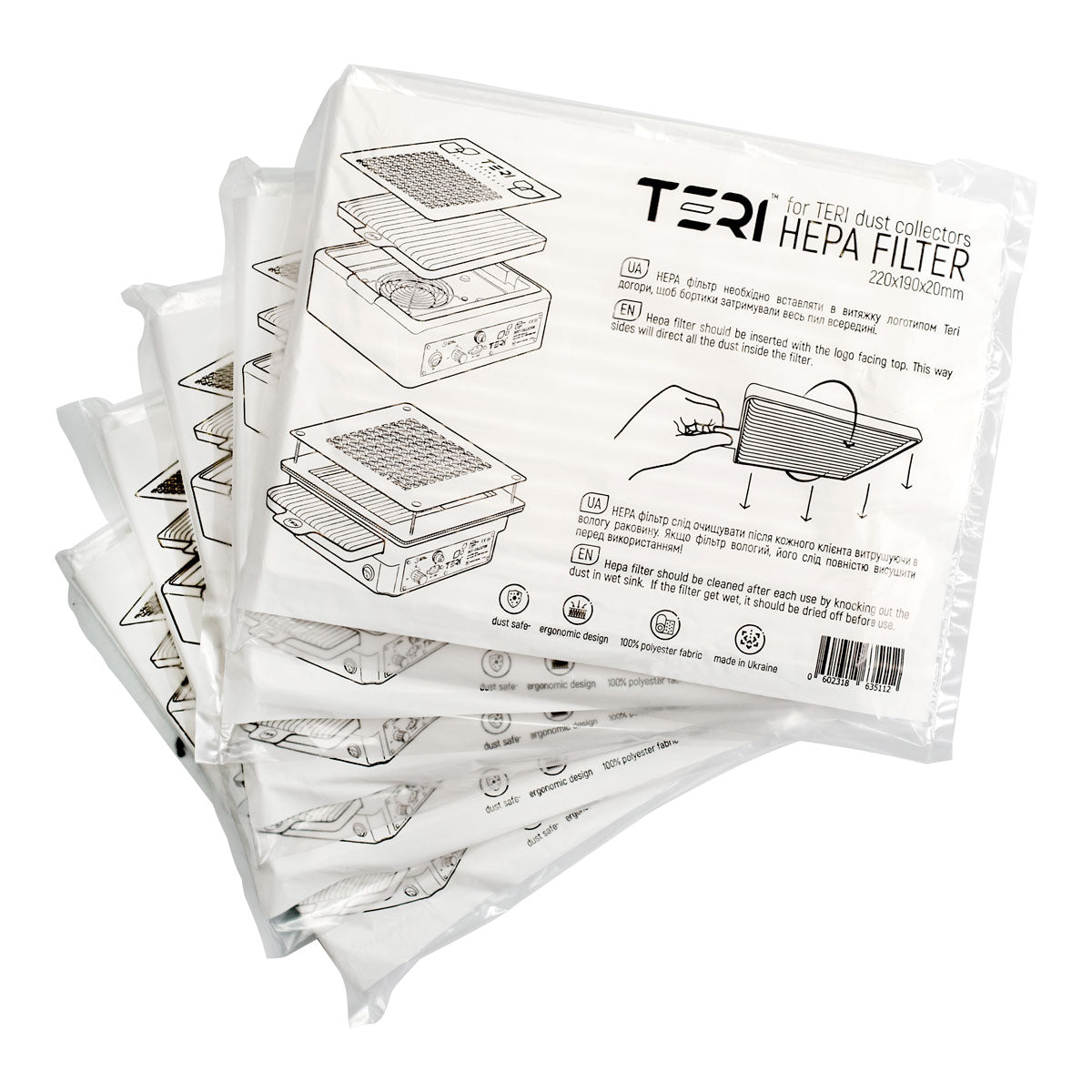 TERI universalių HEPA filtrų rinkinys, 5 vnt.
